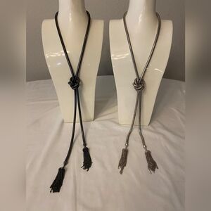 TWO Kendra Scott McKayla Lariat Necklaces, One in Silver, One In Gunmetal